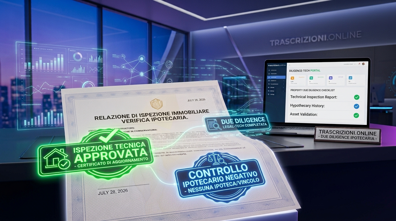 Documento di ispezione ipotecaria e visura digitale in Conservatoria
